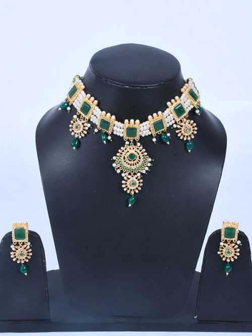 Rajwadi Jadau Goldlook Cheekset Jewellery