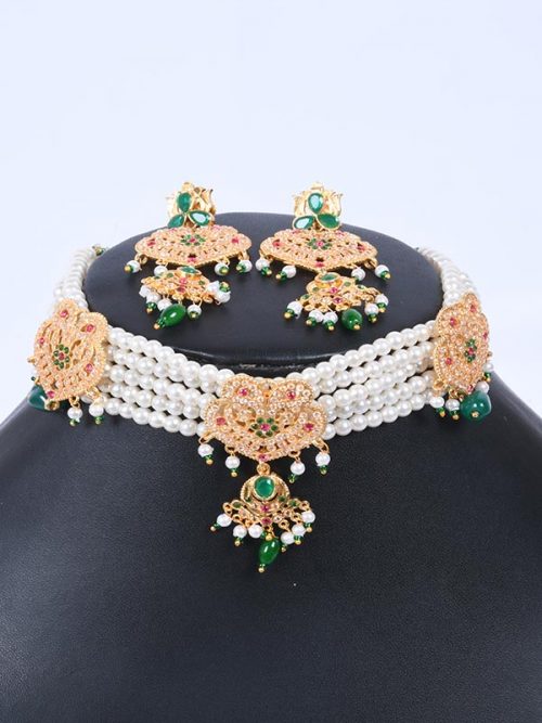Rajwadi JadauGoldlook Cheekset Jewellery - Image 2