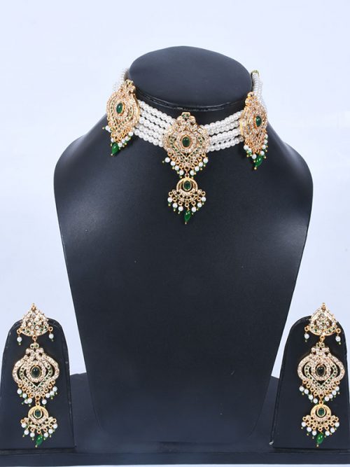 Rajwadi Jadau Goldlook Cheekset Jewellery