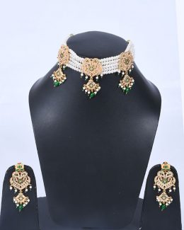 Rajwadi Jadau Goldlook Cheekset Jewellery