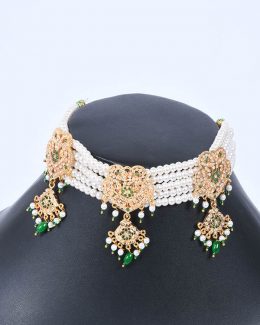Rajwadi Jadau Goldlook Cheekset Jewellery