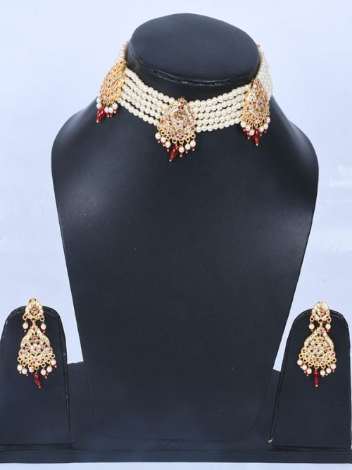 Rajwadi Jadau Cheekset Jewellery
