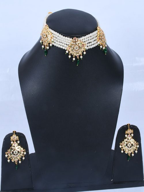 Rajwadi Jadau Cheekset Jewellery
