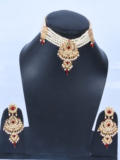 Rajwadi Jadau Cheekset Jewellery