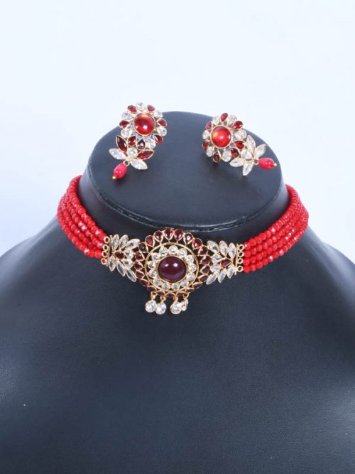Rajwadi Goldlook Kundan jadau Cheekset Jewellery - Image 2