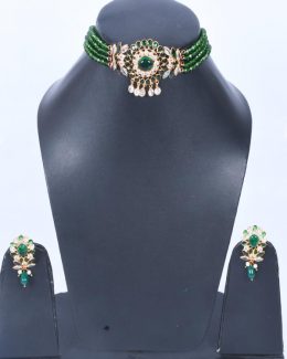 Rajwadi  Artificial Kundan jadau Cheekset Jewellery