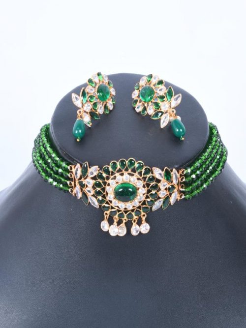 Rajwadi  Artificial Kundan jadau Cheekset Jewellery - Image 2