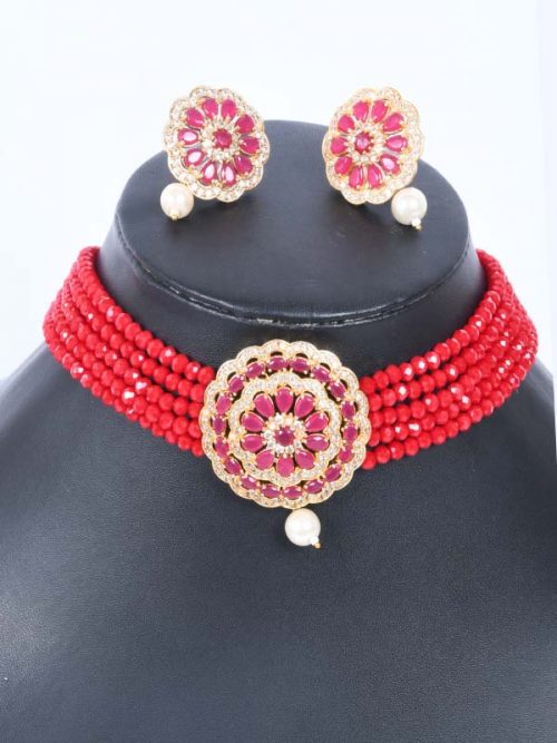 Rajwadi  Kundan jadau Cheekset Jewellery - Image 2