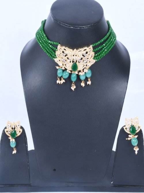 Rajwadi   Kundan jadau Cheekset Jewellery - Image 2