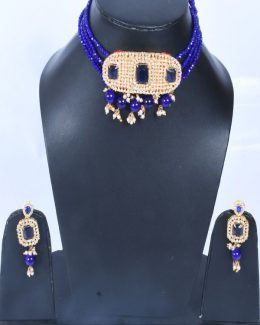 Rajwadi  Artificial Kundan jadau Cheekset Jewellery