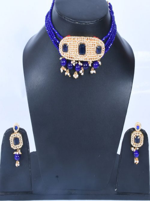 Rajwadi  Artificial Kundan jadau Cheekset Jewellery - Image 2