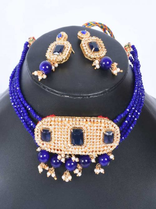 Rajwadi  Artificial Kundan jadau Cheekset Jewellery