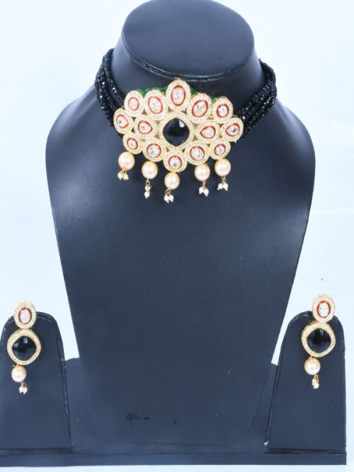 Rajwadi  Kundan jadau Cheekset Jewellery - Image 2
