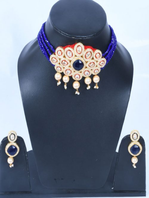 Rajwadi   Kundan jadau Cheekset Jewellery