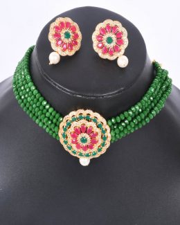 Rajwadi  Artificial Kundan jadau Cheekset Jewellery