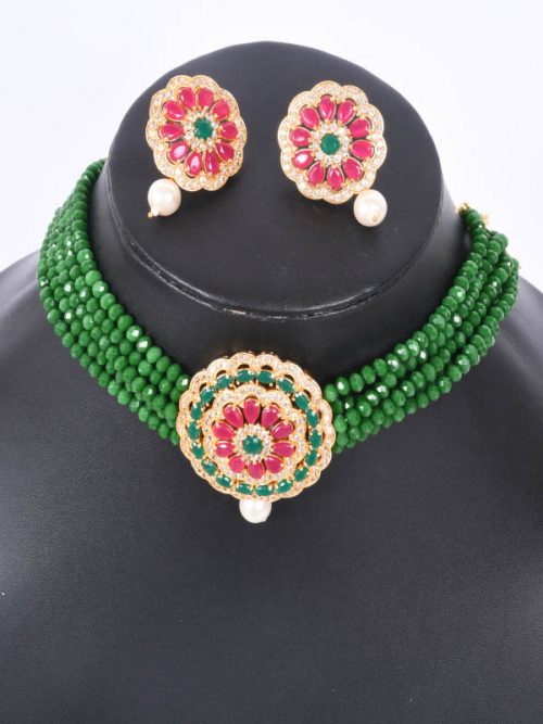 Rajwadi  Artificial Kundan jadau Cheekset Jewellery