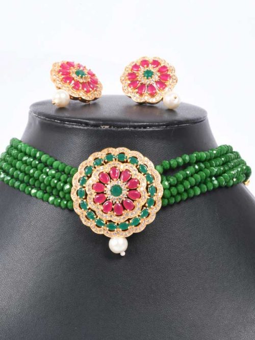 Rajwadi  Artificial Kundan jadau Cheekset Jewellery - Image 2