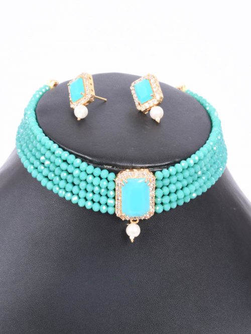 Rajwadi  Artificial Kundan jadau Cheekset Jewellery