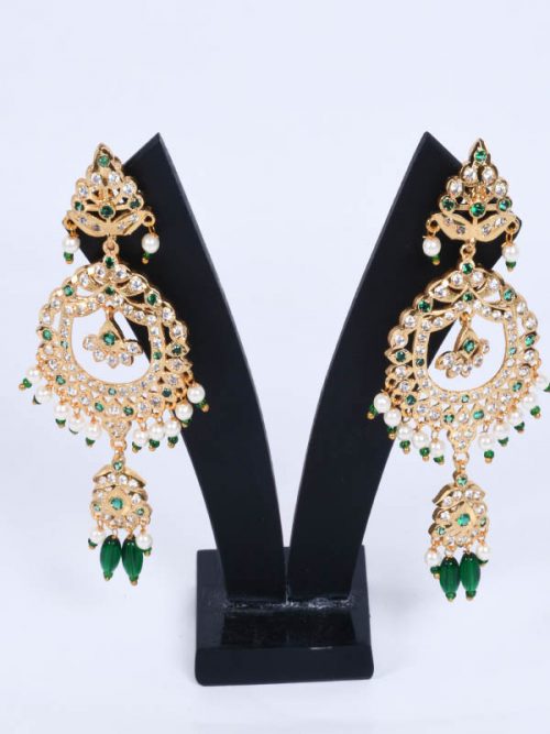 Rajputi Orignal Goldlook  jadau Earing with AD stone