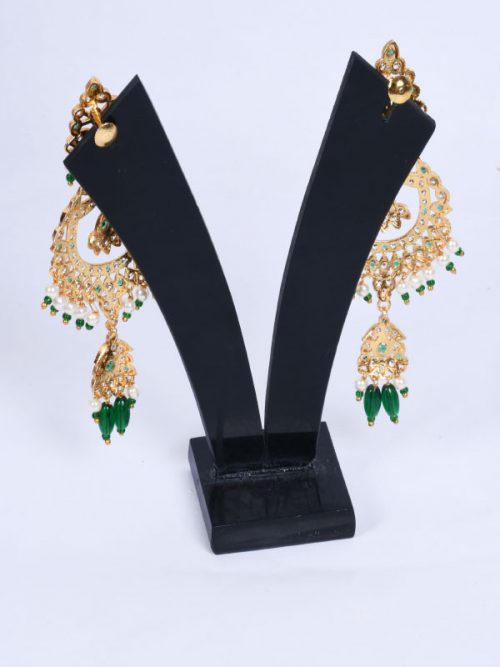 Rajputi Orignal Goldlook  jadau Earing with AD stone - Image 2