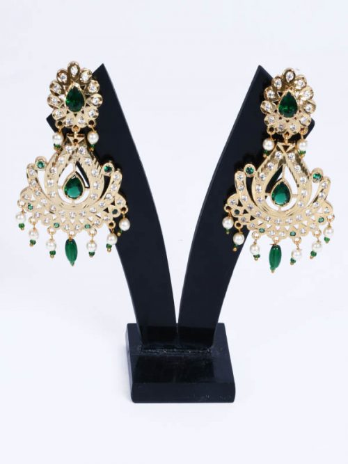Rajputi Orignal Goldlook  jadau Earing with AD stone