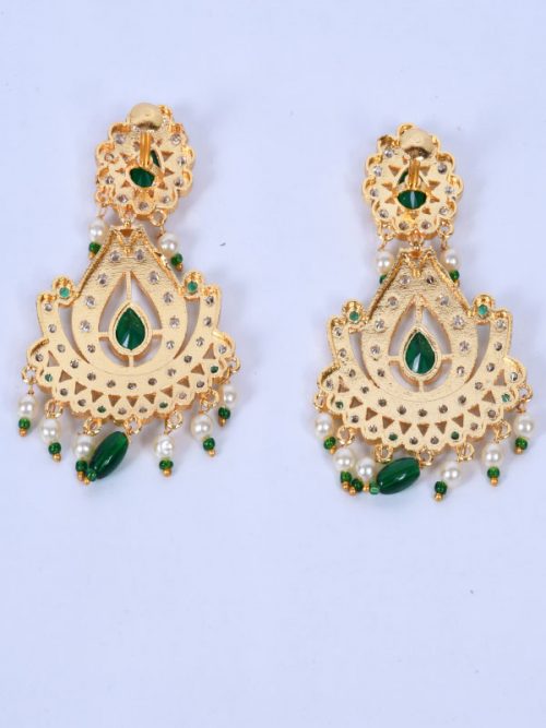 Rajputi Orignal Goldlook  jadau Earing with AD stone - Image 3