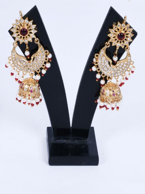 Rajputi Orignal Goldlook  jadau Earing with AD stone