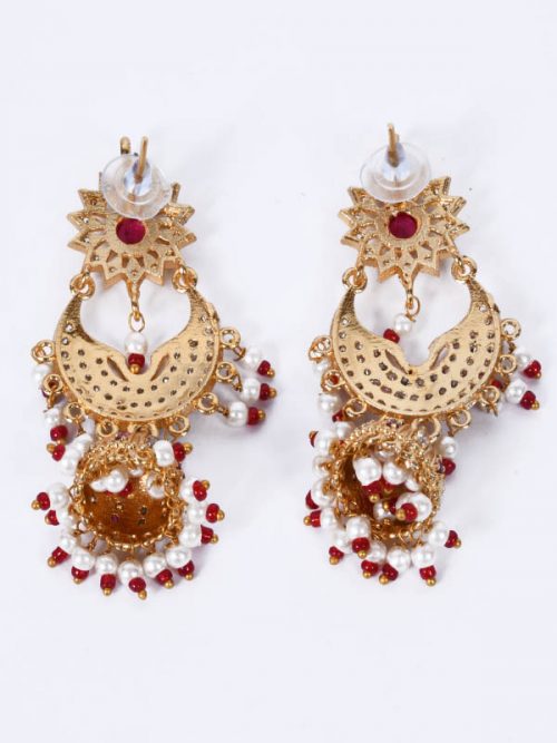 Rajputi Orignal Goldlook  jadau Earing with AD stone - Image 2