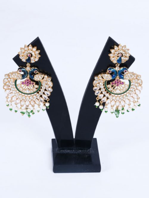 Rajputi Orignal Goldlook  jadau Earing with AD stone