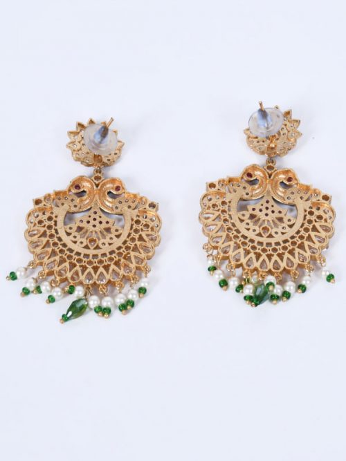 Rajputi Orignal Goldlook  jadau Earing with AD stone - Image 2