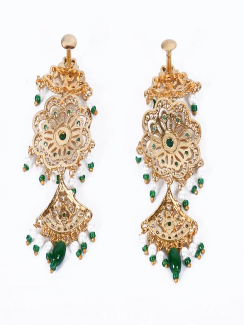 Rajputi Orignal Goldlook  jadau Earing with AD stone - Image 3