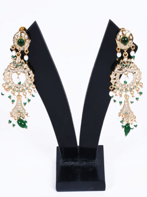 Rajputi Orignal Goldlook  jadau Earing with AD stone