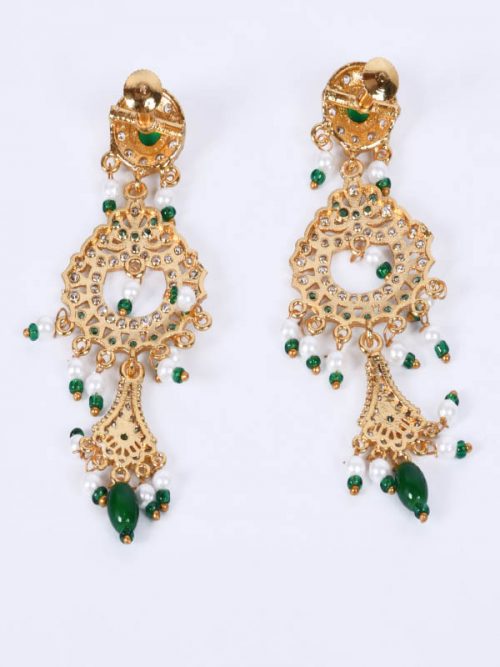 Rajputi Orignal Goldlook  jadau Earing with AD stone - Image 2