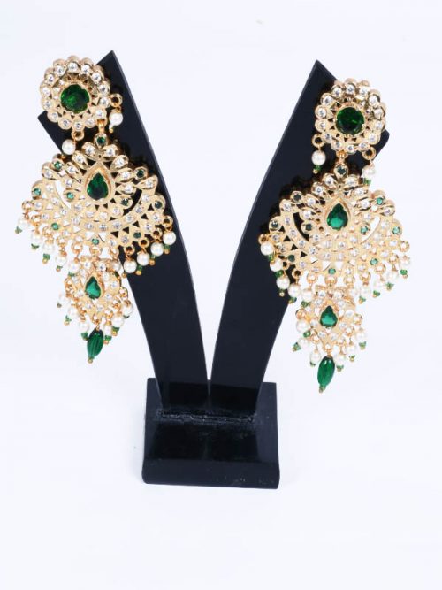 Rajputi Orignal Goldlook  jadau Earing with AD stone