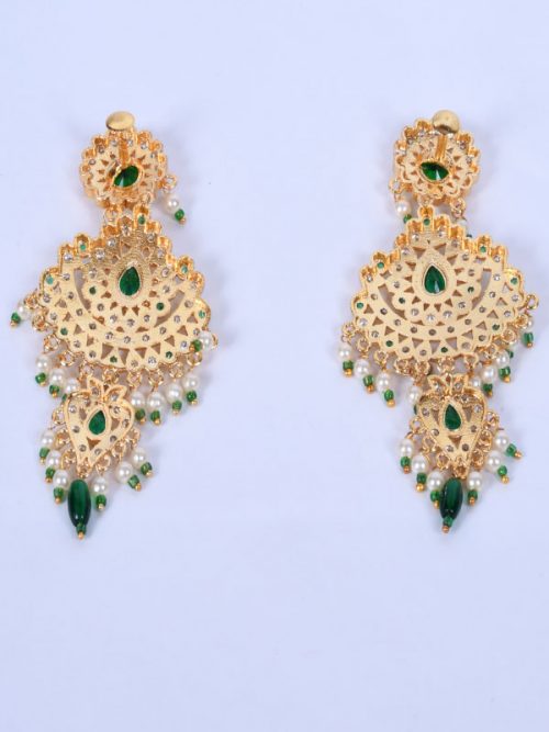 Rajputi Orignal Goldlook  jadau Earing with AD stone - Image 2