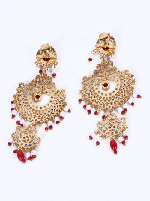 Rajputi Orignal Goldlook jadau Ad Stone  Earing Jewellery - Image 2
