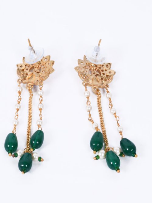 Rajputi Orignal Goldlook  jadau Earing with AD stone - Image 2