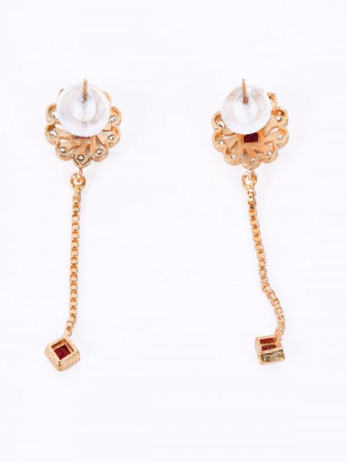 Rajputi Orignal Goldlook  jadau Earing with AD stone - Image 2