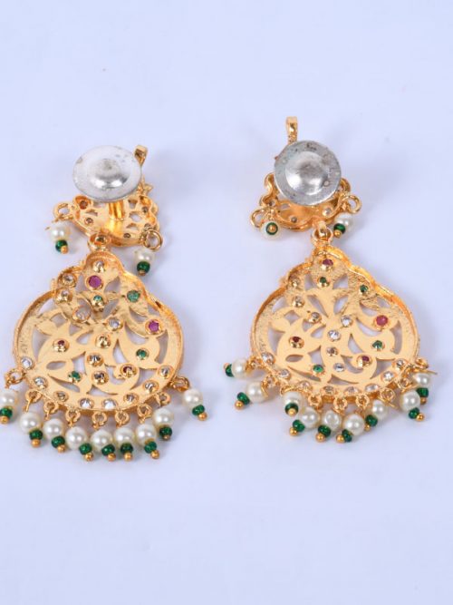 Rajputi Orignal Goldlook jadau Ad Stone  Earing Jewellery - Image 2