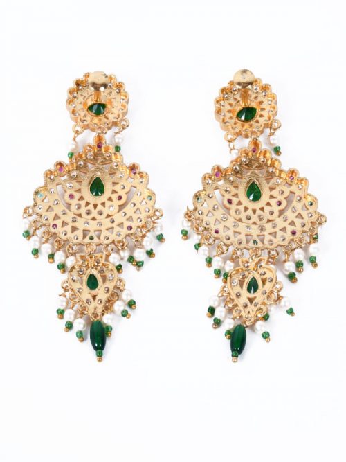 Rajputi Orignal Goldlook jadau Ad Stone  Earing Jewellery - Image 2