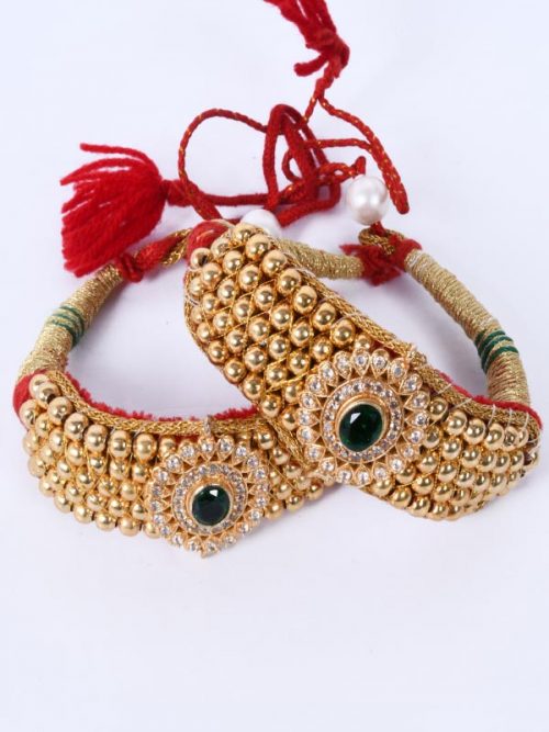 Rajwadi Gold look  Bajubandh combo With Loom - Image 5