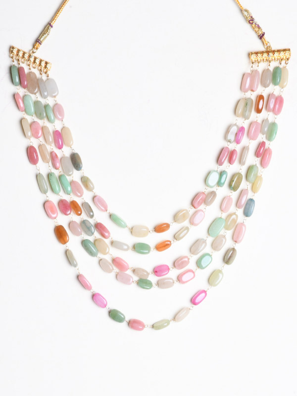 5 LAYERED TRADITIONAL GOLD PLATED DULHA MOTI MALA