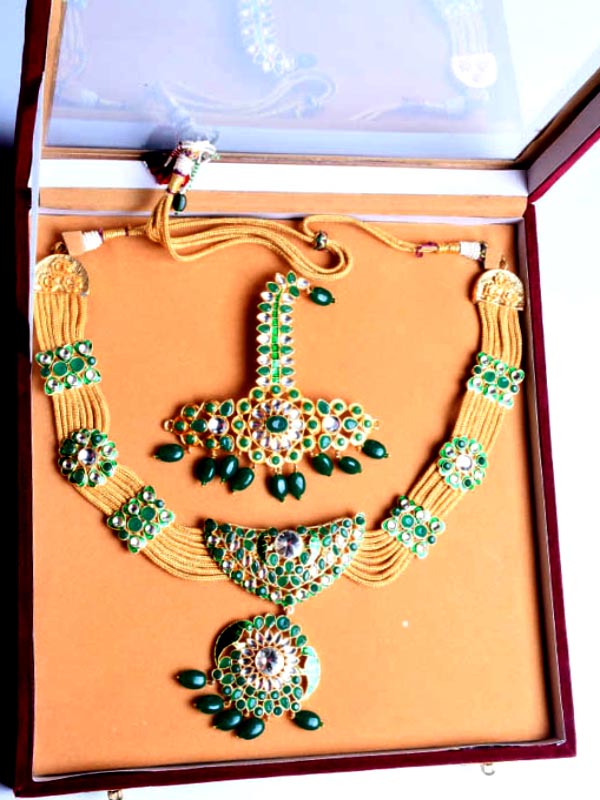 GOLD PLATED DULHA KANTHA WITH SARPECH