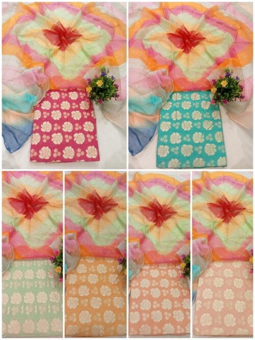 Blossom Elegance Cotton Suit Collection with Gotta Patti Design Odhna - Image 2